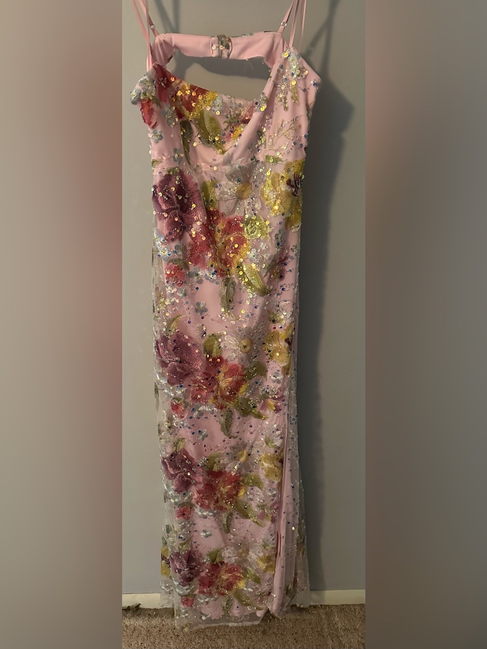 Jump Pink Floral Sequin Formal Dress with Embroidered Appliqués size 11/12 NWT